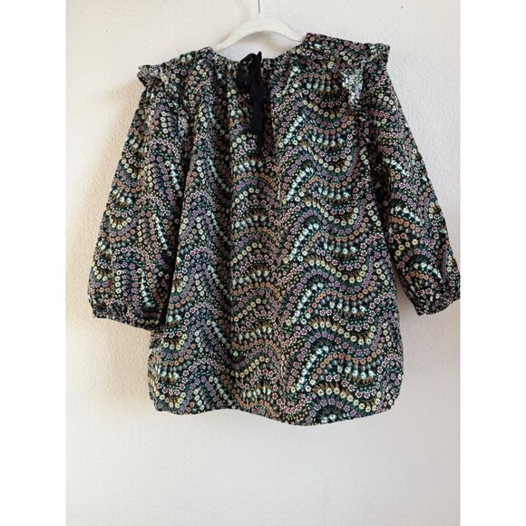 LOFT Women’s Garden Dobby Tie Back Ruffle Blouse Top Floral Print Bow Size XL - Picture 4 of 13